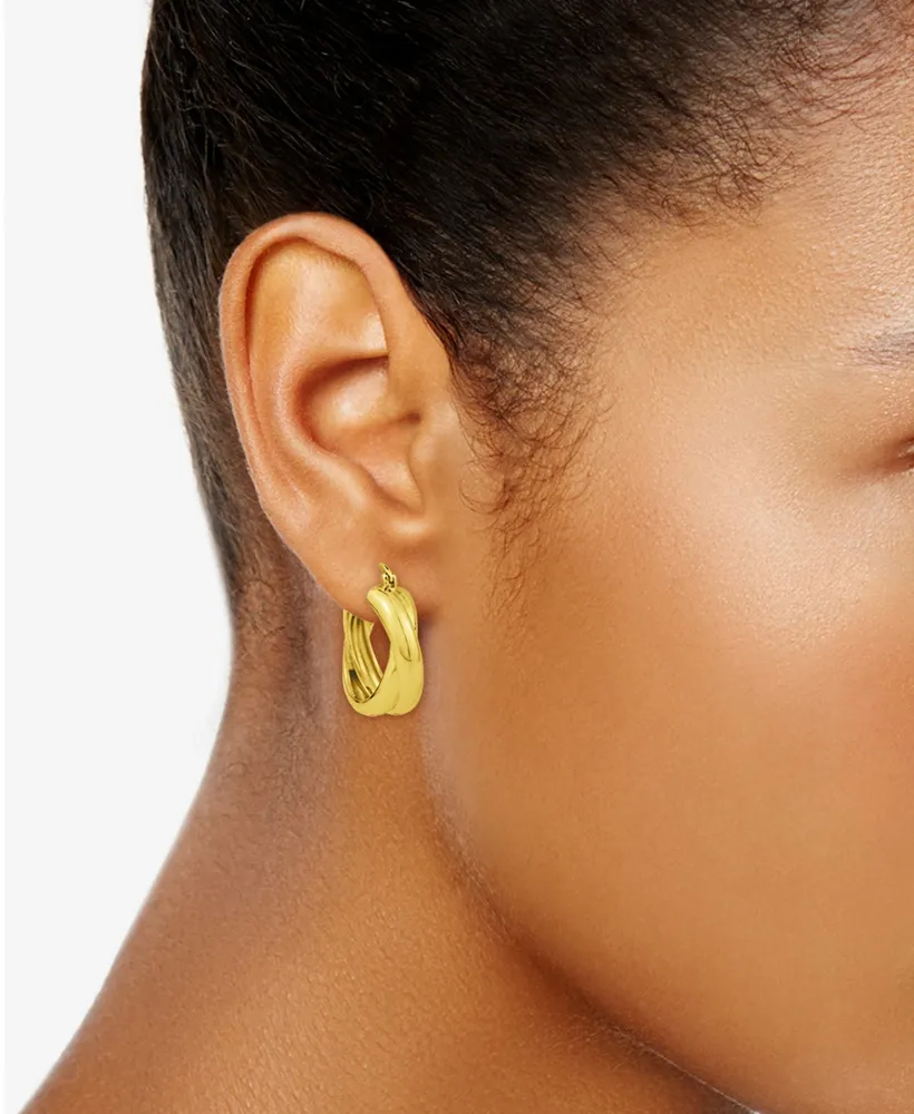 And Now This Criss Cross High Polished Hoop Earring in 18K Gold Plated Brass