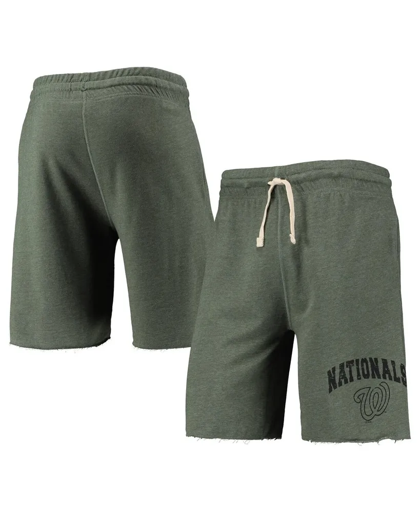 Men's Concepts Sport Heathered Green Washington Nationals Mainstream Logo Terry Tri-Blend Shorts