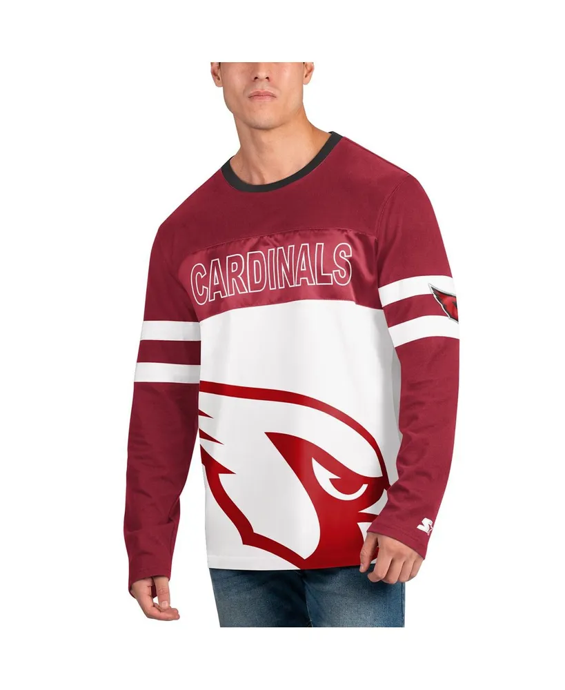 Men's Starter Cardinal, White Arizona Cardinals Halftime Long Sleeve T-shirt