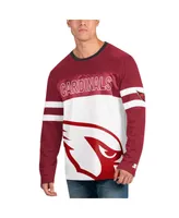 Men's Starter Cardinal, White Arizona Cardinals Halftime Long Sleeve T-shirt