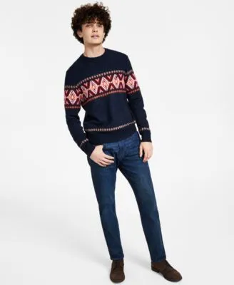 Nautica Mens Fair Isle Sweater Vintage Straight Fit Stretch Jeans Separates
