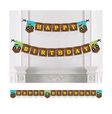 Smash and Crash - Monster Truck - Bunting Banner - Party Decor - Happy Birthday