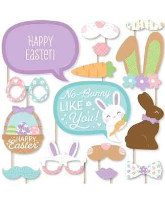 Spring Easter Bunny Happy Easter Party Photo Booth Props Kit 20 Count