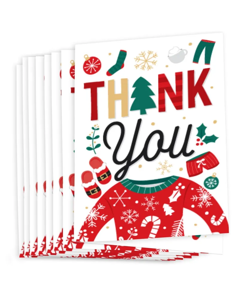 Christmas Pajamas - Holiday Plaid Pj Party Thank You Cards (8 count)