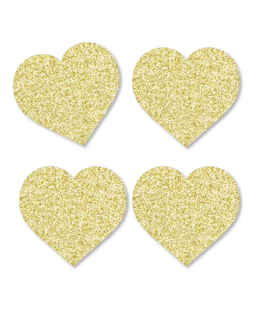 Big Dot of Happiness Gold Glitter Hearts - No-Mess Real Gold Glitter Cut-Outs Confetti - 24 Ct