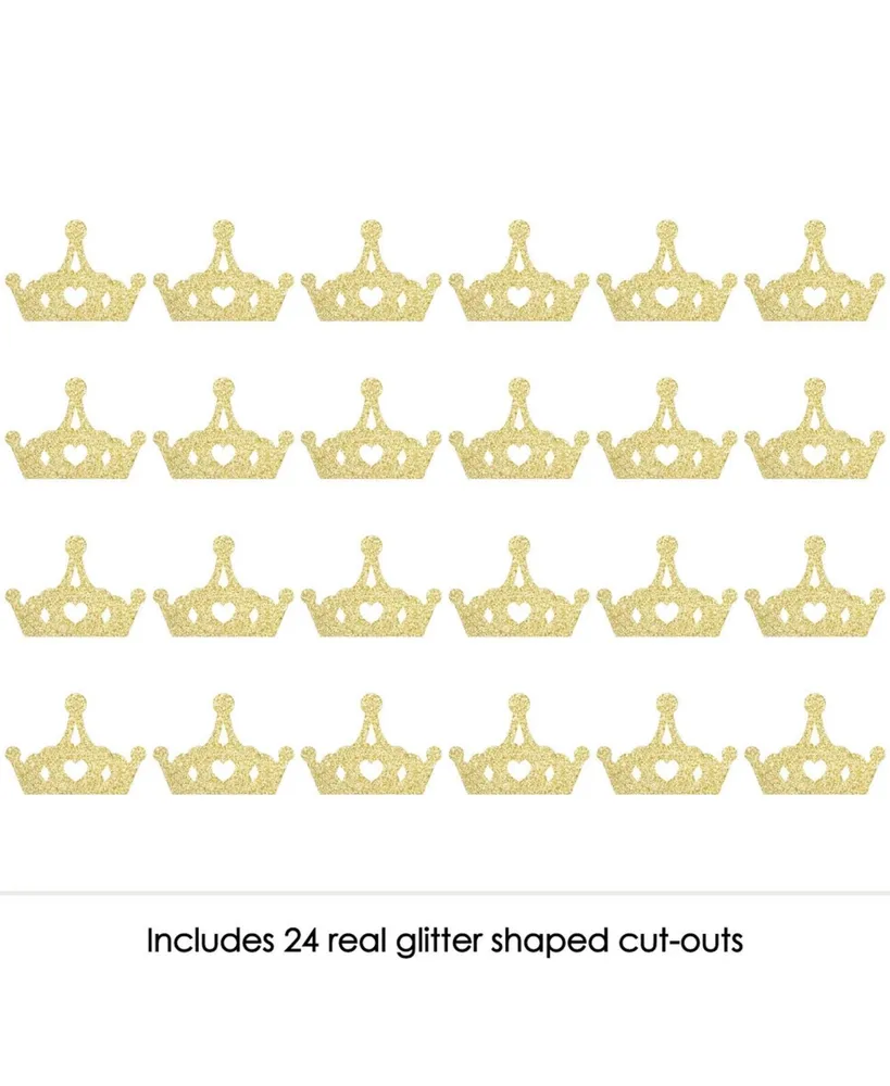 Big Dot of Happiness Gold Glitter Princess Crown - No-Mess Real Gold Glitter Cut-Outs Confetti 24 Ct