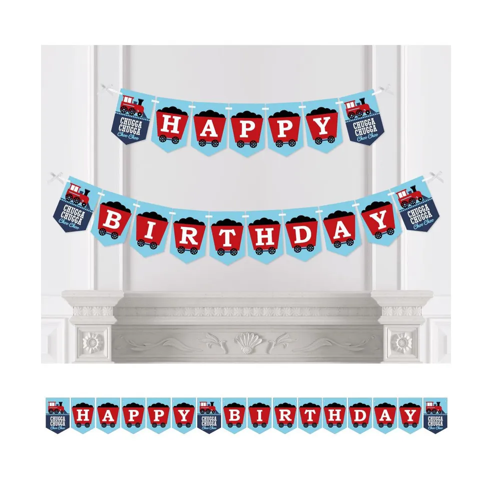 Railroad Party Crossing - Bunting Banner - Birthday Party Decor - Happy Birthday
