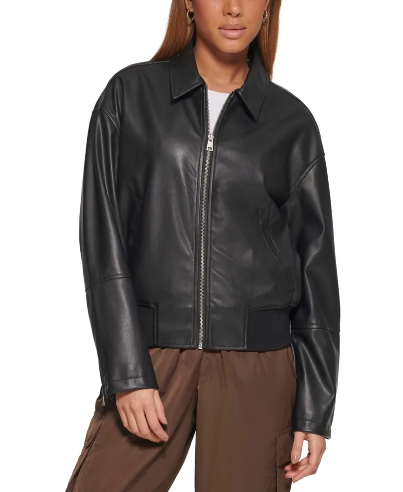 Levi's Women's Faux Leather Lightweight Bomber Jacket