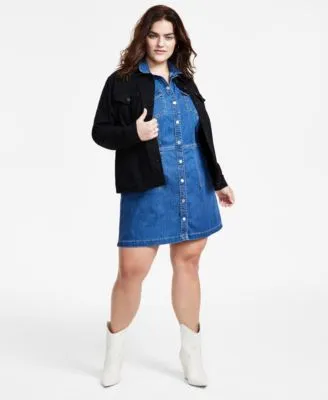 Levis Plus Size Ellie Button Up Denim Dress Original Denim Trucker Jacket