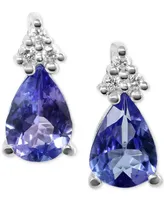 Tanzanite (1-1/6 ct. t.w.) & Diamond (1/20 ct. t.w.) Stud Earrings in Sterling Silver