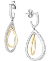 Diamond Orbital Teardrop Drop Earrings (1/10 ct. tw.) in Sterling Silver & 14k Gold-Plate - Sterling Silver  Gold