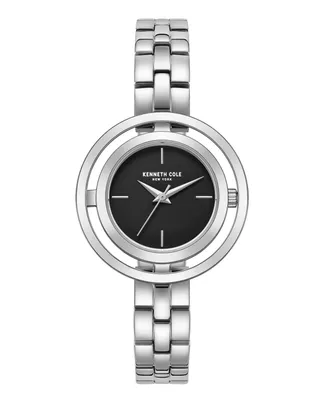 Kenneth Cole New York Women's Transparency Dial Silver-Tone Stainless Steel Bracelet Watch 32mm