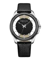 Kenneth Cole New York Men's Transparency Dial Black Genuine Leather Strap Watch 42mm