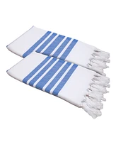 Linum Home Herringbone Pestemal 100% Turkish Cotton 2-Pack Beach Towels
