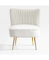 25" Wide Upholstered Tufted Velvet Accent Chair With Metal Leg