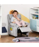 Qaba Kids Recliner Adjustable Armchair Sofa, Soft Sponge Cushion, Grey