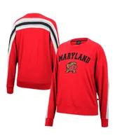 Women's Colosseum Heathered Red Maryland Terrapins Team Oversized Pullover Sweatshirt