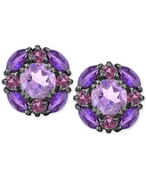 Multi-Gemstone Cluster Stud Earrings (3-1/2 ct. t.w.) in Sterling Silver