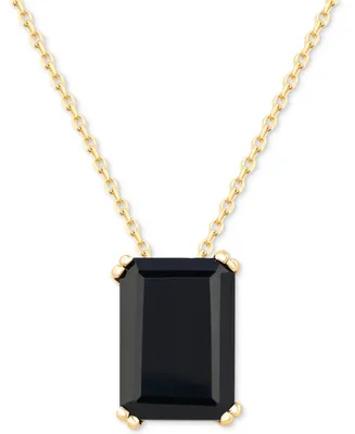 Onyx Solitaire 18" Pendant Necklace in 14k Gold-Plated Sterling Silver
