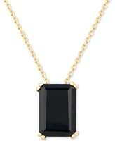 Onyx Solitaire 18" Pendant Necklace in 14k Gold-Plated Sterling Silver