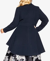 City Chic Women's Hi Lo Frill Coat