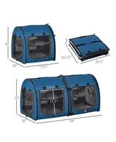 PawHut Large Portable Double Pet Carrier Kennel Bag Oxford Travel Car Seat