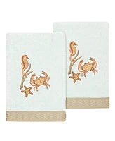 Linum Home Textiles Turkish Cotton Aaron Embellished Hand Towel Set, 2 Piece