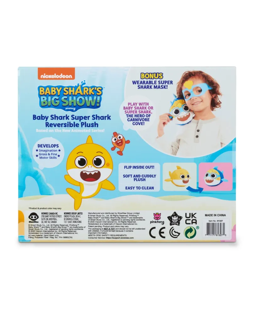 Closeout! Baby Shark Big Show Reversible Plush Baby Shark Turns into Super Shark Flip Plushie Toys
