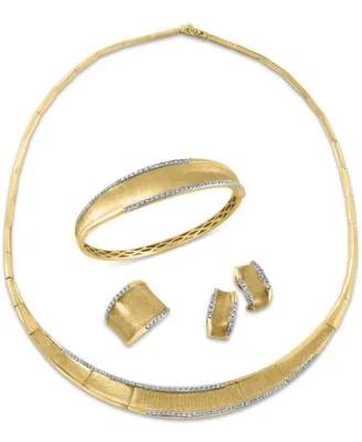 Doro By Effy Diamond Wide Band Hoop Earrings Necklace Bangle Bracelet Collection