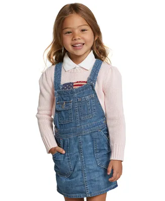 Little Girls and Toddler Cotton Denim Overall Dress