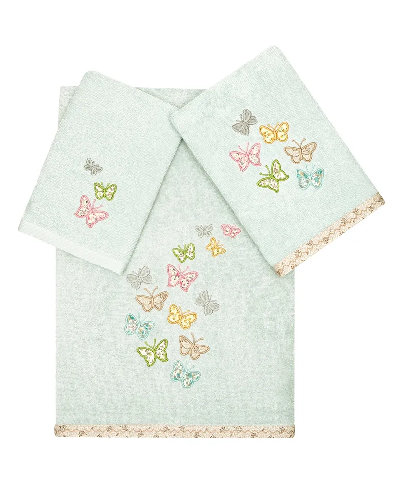 Linum Home Textiles Turkish Cotton Mariposa Embellished Towel Set