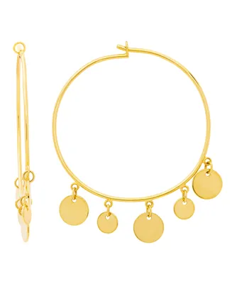 Macy's Gold Plated Dangling Discs Hoop Earrings - Gold