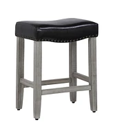 WestinTrends 24" Upholstered Saddle Seat Counter Stool (Set of 2