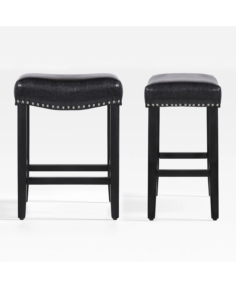 24" Upholstered Saddle Seat Counter Stool (Set of 2