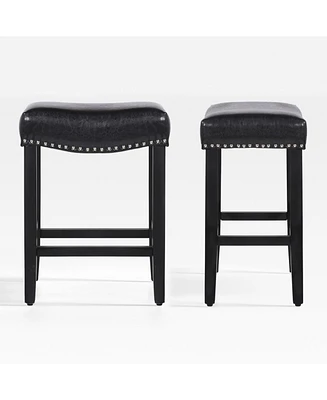 24" Upholstered Saddle Seat Counter Stool (Set of 2