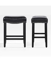 24" Upholstered Saddle Seat Counter Stool (Set of 2