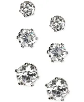 Anne Klein Silver-Tone Glass Stone Stud Earring Set