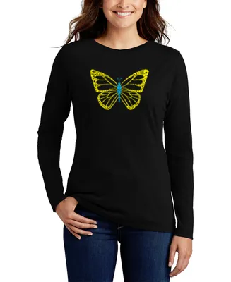 La Pop Art Women's Butterfly Word Long Sleeve T-shirt
