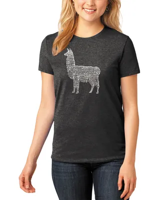 La Pop Art Women's Premium Blend Llama Mama Word T-shirt