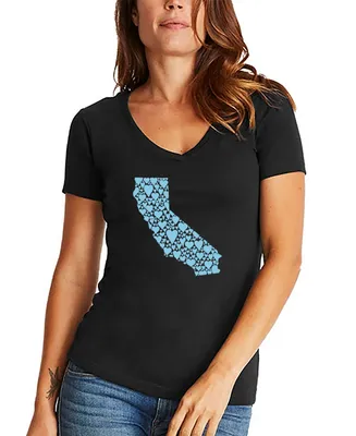 La Pop Art Women's California Hearts Word V-neck T-shirt