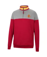 Men's Colosseum Heathered Gray and Cardinal Iowa State Cyclones Be the Ball Quarter-Zip Top