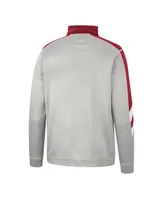 Men's Colosseum Gray and Crimson Washington State Cougars Bushwood Fleece Quarter-Zip Jacket