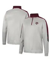 Men's Colosseum Gray and Maroon Texas A&M Aggies Bushwood Fleece Quarter-Zip Jacket