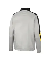 Men's Colosseum Gray and Black Appalachian State Mountaineers Bushwood Fleece Quarter-Zip Jacket