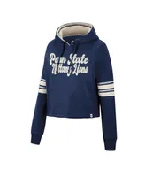 Women's Colosseum Navy Penn State Nittany Lions Retro Cropped Pullover Hoodie