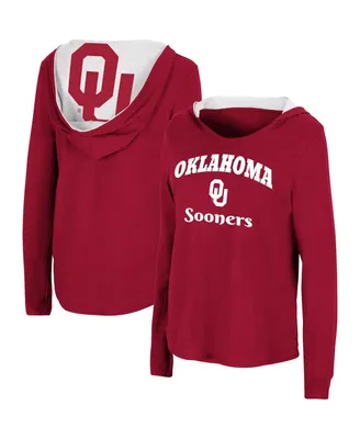 Women's Colosseum Crimson Oklahoma Sooners Catalina Hoodie Long Sleeve T-shirt