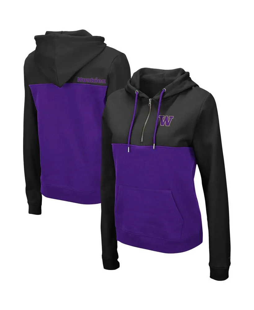 Women's Colosseum Black and Purple Washington Huskies Aidan Half-Zip Hoodie