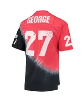 Men's Mitchell & Ness Eddie George Black, Scarlet Ohio State Buckeyes Name and Number Tie-Dye V-Neck T-shirt