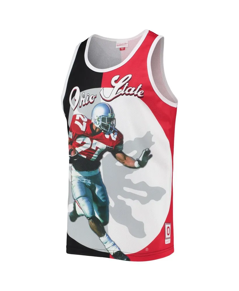 Men's Mitchell & Ness Eddie George Black, Scarlet Ohio State Buckeyes Sublimated Player Tank Top