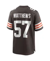 Men's Nike Clay Matthews Brown Cleveland Browns Game Retired Player Jersey